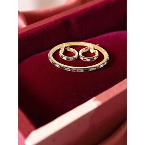 vintage S.A.L. swavorski American Limited red/clear rectangle chrystals gold ton